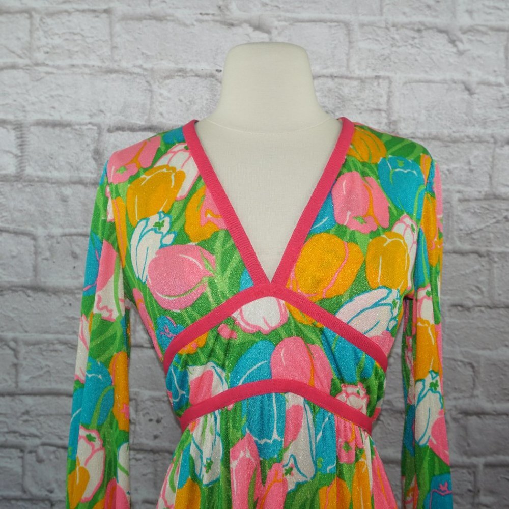 Vintage 70s Floral Tulip Maxi Dress - Picture 3 of 9